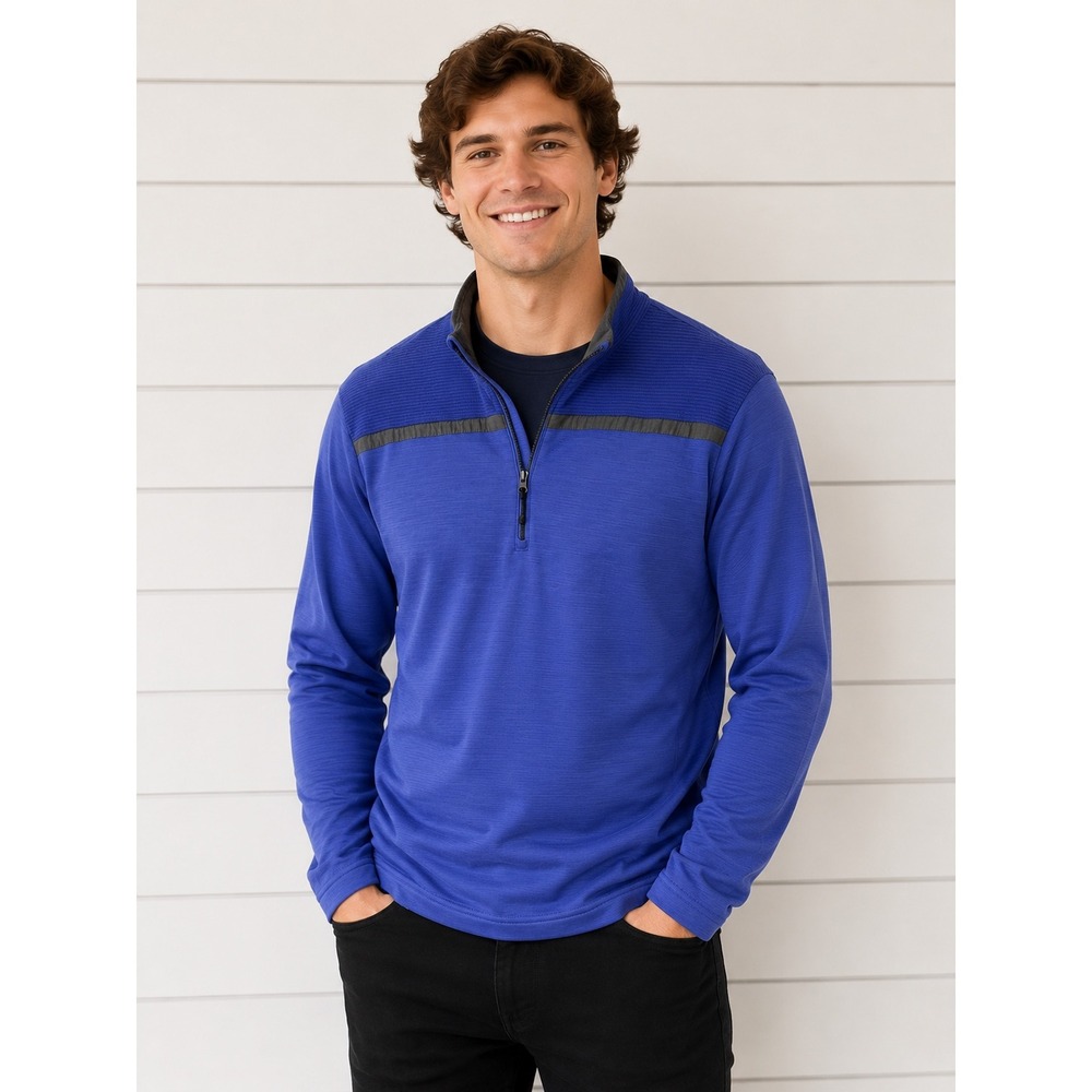 Antigua Mens Royal Blue Quarter Zip Pullover Performance Golf Shirt Size M